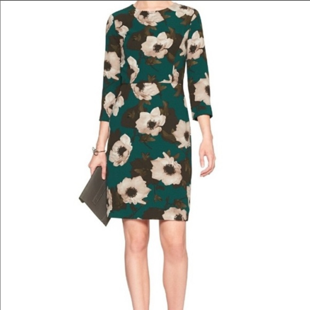Banana Republic Factory Teal Magnolia Sheath Dress